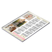 2023カレンダー赤面ピンク金ゴールドファミリーフォトコラージュ ノートブック (左側)