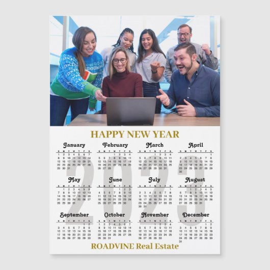 2023カレンダー金ゴールドブラック磁気カード (正面)