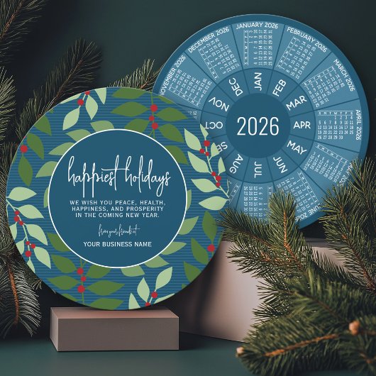 2023カレンダー – ブルーグリーン植物最も幸せ シーズンカード