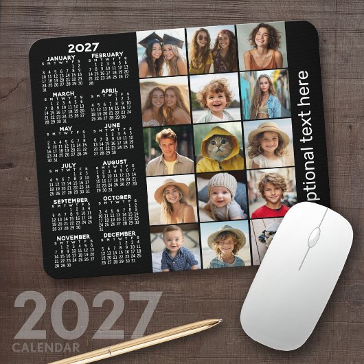 2023カレンダー – 15フォトコラージュ黒 マウスパッド
