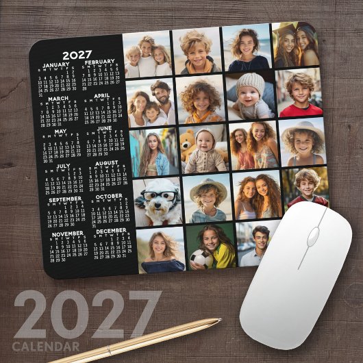 2023カレンダー – 20フォトコラージュ黒 マウスパッド