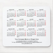 2023カレンダーMONDAY STARTホワイトミニマリスト マウスパッド (正面)