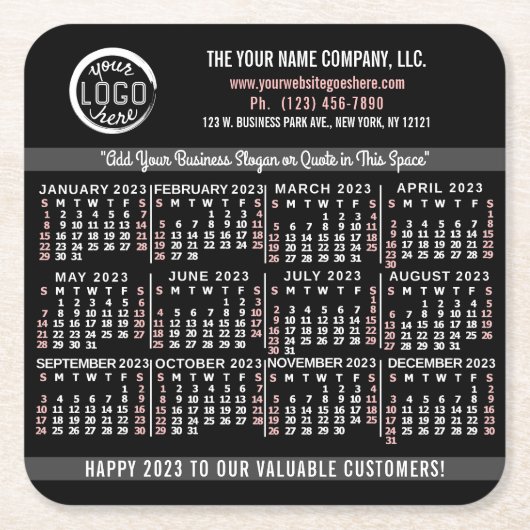 2023カレンダ(最新・バージョンの説明を参照) スクエアペーパーコースター (正面)