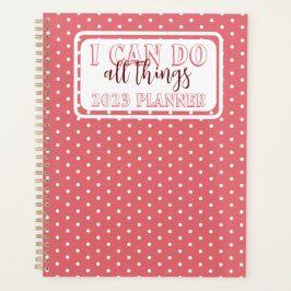 2023ガーリー年のピンクホワイトドット プランナー手帳