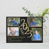 2023クアッドフォトブラックの卒業クラス 招待状 (スタンド正面)