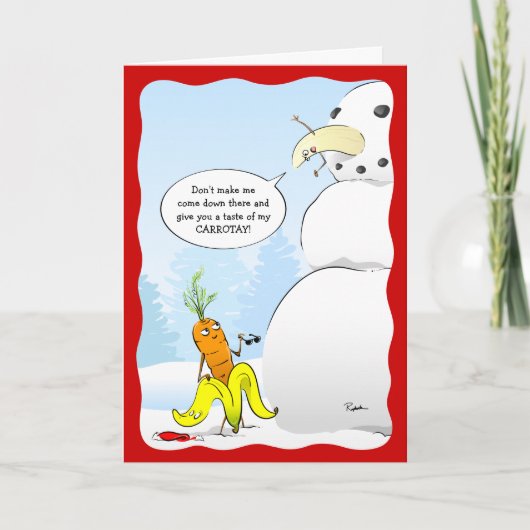 2023クリスマスバナナカラートニンジン雪だるま おもしろい シーズンカード (正面)