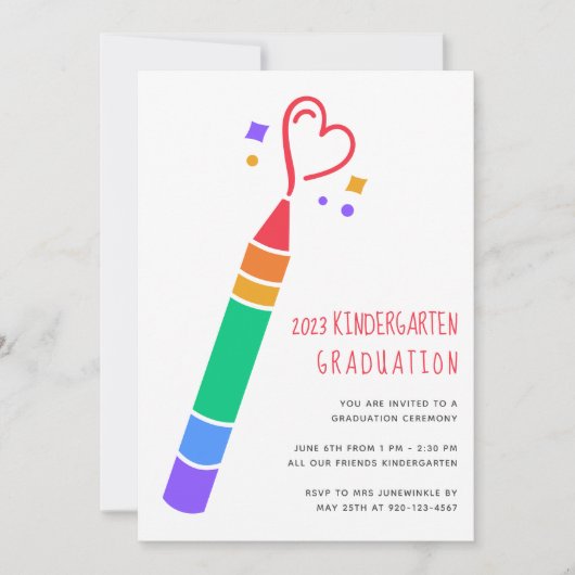 2023クレヨン幼稚園卒業招待状 招待状 (正面)