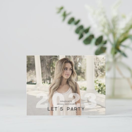 2023グラードフォトニュートラルパーティの招待状はがき ポストカード (スタンド正面)