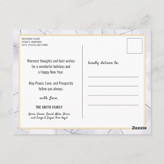 2023シルバー金ゴールドモダンファミリー12フォトカレンダー ポストカード (裏面)