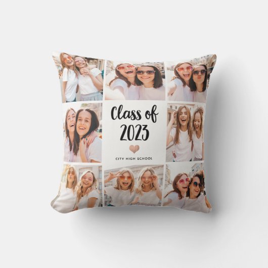 2023シンプル年ハートフォトコラージュのとシックなクラス クッション (正面)