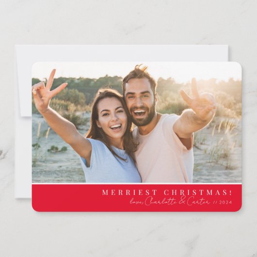2023シンプル年PHOTOメリークリスマス書道赤 シーズンカード (正面)