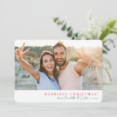 2023シンプル年PHOTOメリークリスマス赤い書道 シーズンカード (スタンド正面)