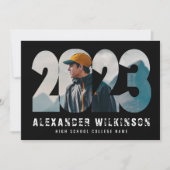 2023スクリプモダントトレンディー4はっきりした写真卒業 招待状 (正面)