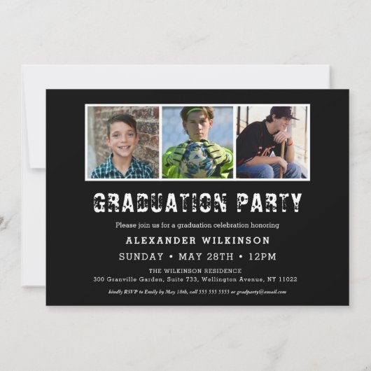 2023スクリプモダントトレンディー4はっきりした写真卒業 招待状 (裏面)