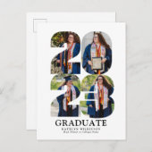 2023スクリプモダントトレンディー5はっきりした写真卒業 案内ポストカード (正面/裏面)