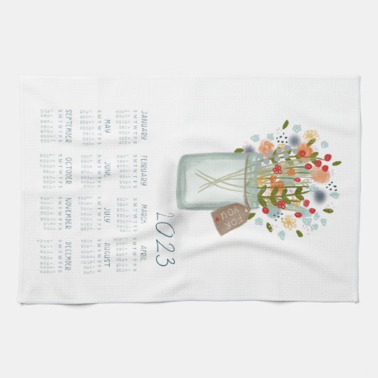 2023ティータオルカレンダーキッチンディッシュタオルアート キッチンタオル (横)