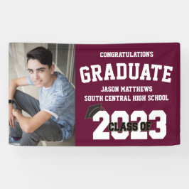 2023バーガンディ卒業バナーとキャップ 横断幕