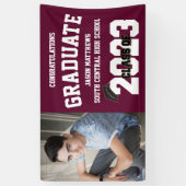 2023バーガンディ卒業バナーとキャップ 横断幕 (縦)