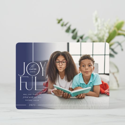 2023ファミリーフォトエレガントタイプモダンネイビーフェード シーズンカード (スタンド正面)