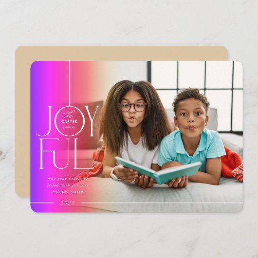 2023ファミリーフォトエレガントタイプモダンレインボーフェード シーズンカード (正面/裏面)