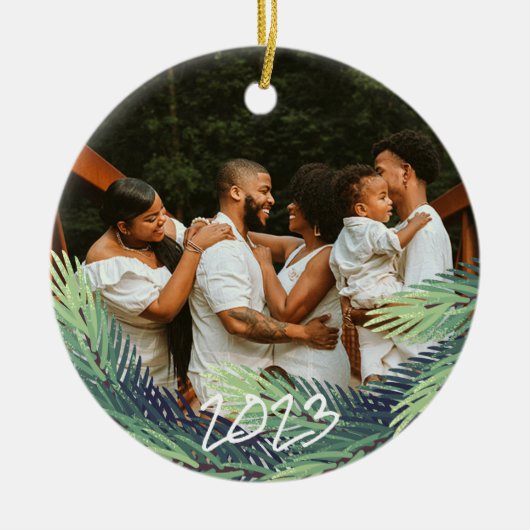 2023フォトクリスマスオーナメントまたは写真休日 セラミックオーナメント (正面)
