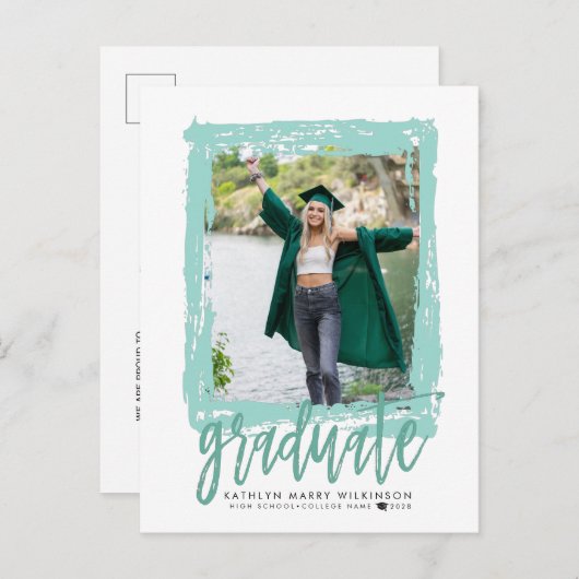 2023ブラシモダンスクリプトミントグリーンフォトグラード 案内ポストカード (正面/裏面)