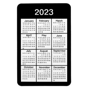 2023ブラックミニカレンダーマグネット マグネット
