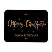 2023ブラック金ゴールドモダンメリークリスマスグリーティングマ マグネット (横)