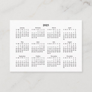 2023ミニカレンダーSUNDAY開始白 名刺