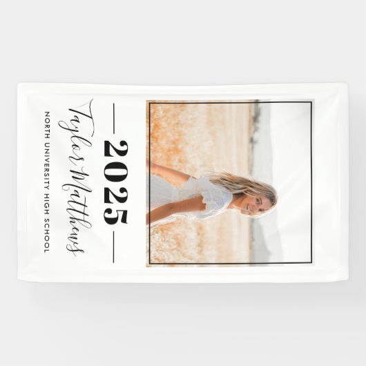 2023ミニマリスト黒いカスタム写真卒業 横断幕 (横)