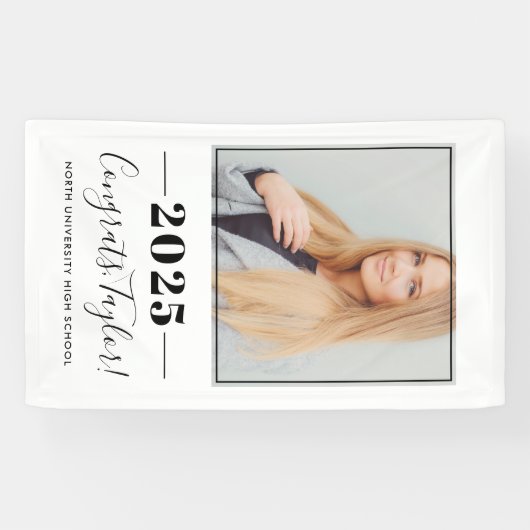 2023ミニマリスト黒いカスタム写真卒業 横断幕 (横)