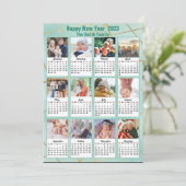 2023ミントグリーンモダンファミリー12フォトカレンダー シーズンカード (スタンド正面)