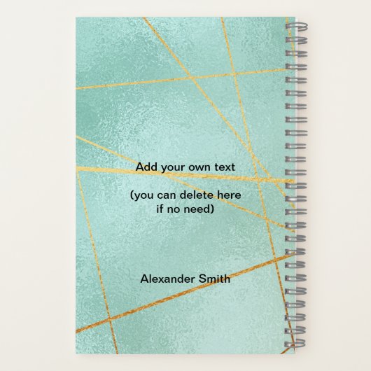 2023ミント金ゴールドモダンファミリー12フォトカレンダー ノートブック (裏面)