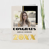 2023モダンおめでとう大学院名フォト 箔グリーティングカード (正面)