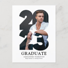 2023モダンタイポグラフィトレンディー写真卒業 案内ポストカード