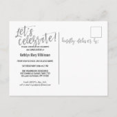 2023モダンブラシスクリプトシルバーフォト卒業 インビテーションポストカード (裏面)