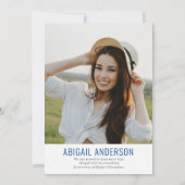 2023モダン年のシンプルClass of 2023 Blue Graduation Photo 招待状 (裏面)