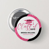 2023モダン年のピンクグリッターモダン文字クラス 缶バッジ (正面&裏面)