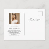 2023モダン年ミニマル卒業写真 インビテーションポストカード (裏面)