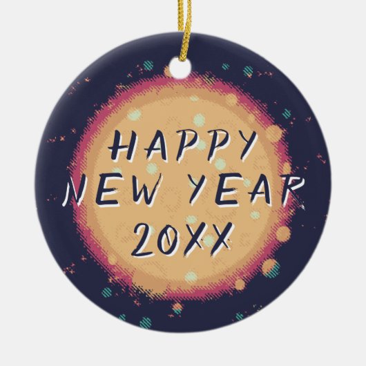 2023モダン年抽象芸術惑星ハッピーニューイヤー セラミックオーナメント (正面)