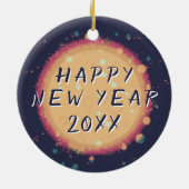 2023モダン年抽象芸術惑星ハッピーニューイヤー セラミックオーナメント (裏面)