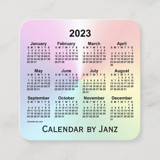 2023レインボーきらめくカレンダー スクエア名刺 (正面)