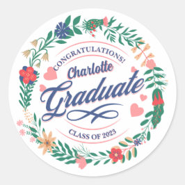 2023レトロフラワーリースグラッドパーティーナプキンス ラウンドシール