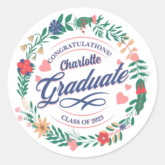 2023レトロフラワーリースグラッドパーティーナプキンス ラウンドシール (正面)