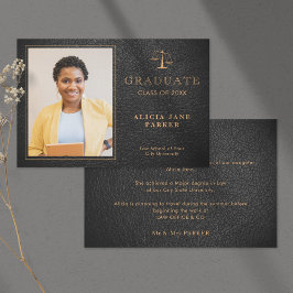 2023ロースクール卒業ブラック金ゴールド写真 案内状