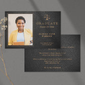 2023ロースクール卒業ブラック金ゴールド写真 案内状