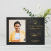 2023ロースクール卒業ブラック金ゴールド写真 案内状 (スタンド正面)