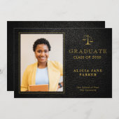 2023ロースクール卒業ブラック金ゴールド写真 案内状 (正面/裏面)