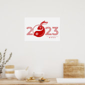 2023中国の年うさぎ、装飾品 ポスター (キッチン)