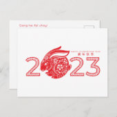 2023中国の年うさぎ、装飾的ポストカ ポストカード (正面/裏面)